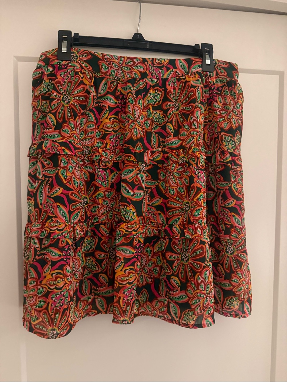 J. Crew Floral Circle Skirt in Orange, Pink & Green